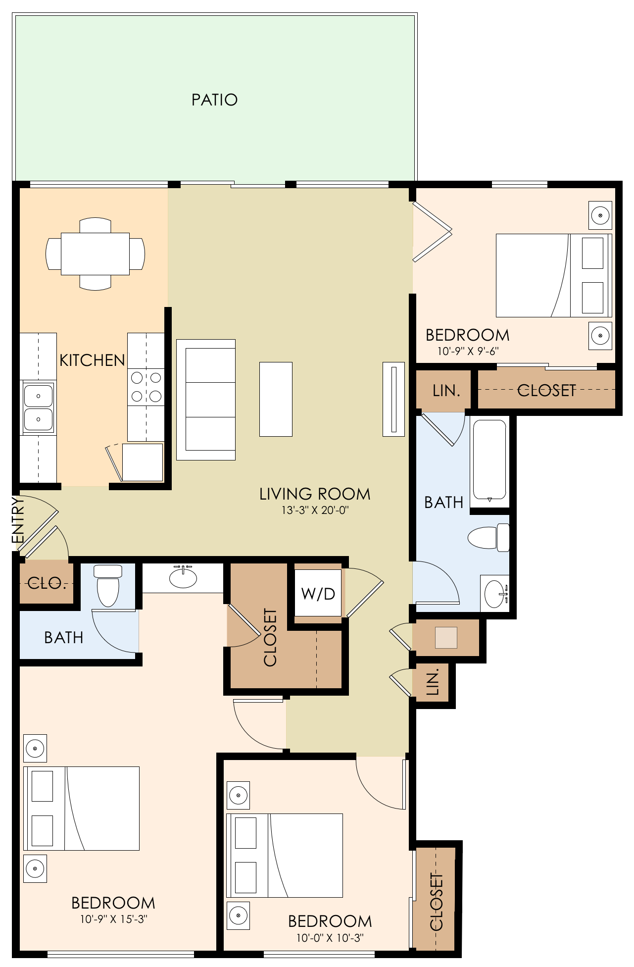 Three Bedroom Two Bath 1085 Sq Ft at Sharon Grove Apartments, Menlo Park, CA, 94025